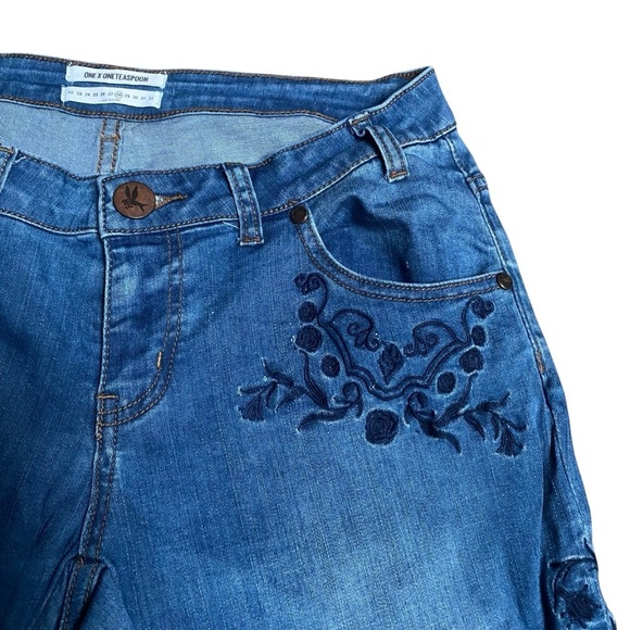One Teaspoon Lola Freebirds II Embroidered Raw Hem Skinny Jeans 28 - Picture 7 of 15